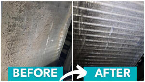 Before and after of an air conditioner's evaporator coil